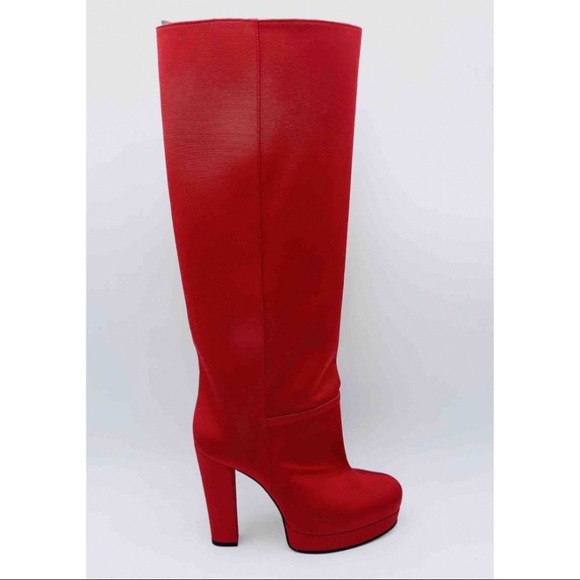 GUCCI Red High Knee Boots - Picture 6 of 15